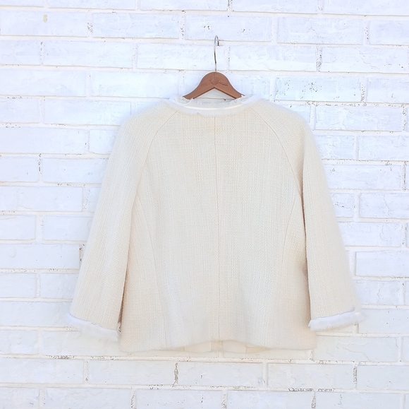 Talbots Wool Tweed Ivory Blazer Size 12 - Picture 7 of 7